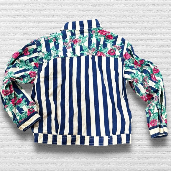 Vintage Reto Floral And Stripes Cropped Jacket - Picture 6 of 7